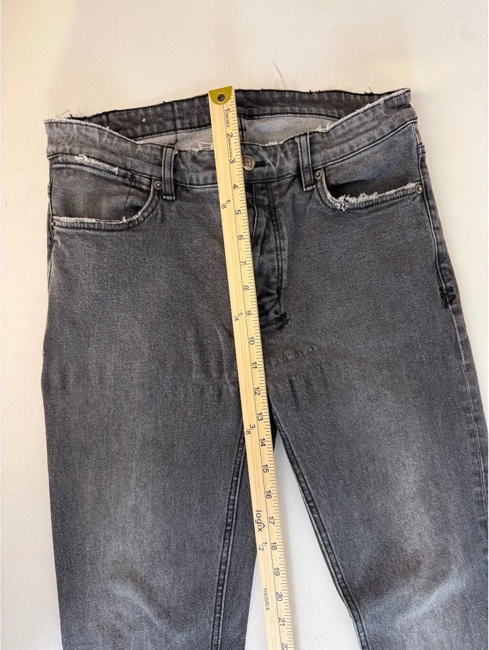 Black Skinny Jeans with Cross Stitch Detail and Frayed Edges